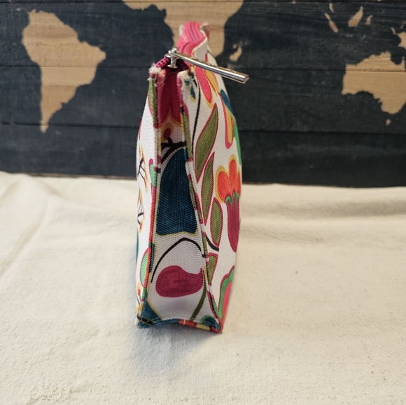 Clinique Cosmetic Makeup Bag 8”x6” Daisy Floral Pattern Travel Beach - Picture 5 of 14